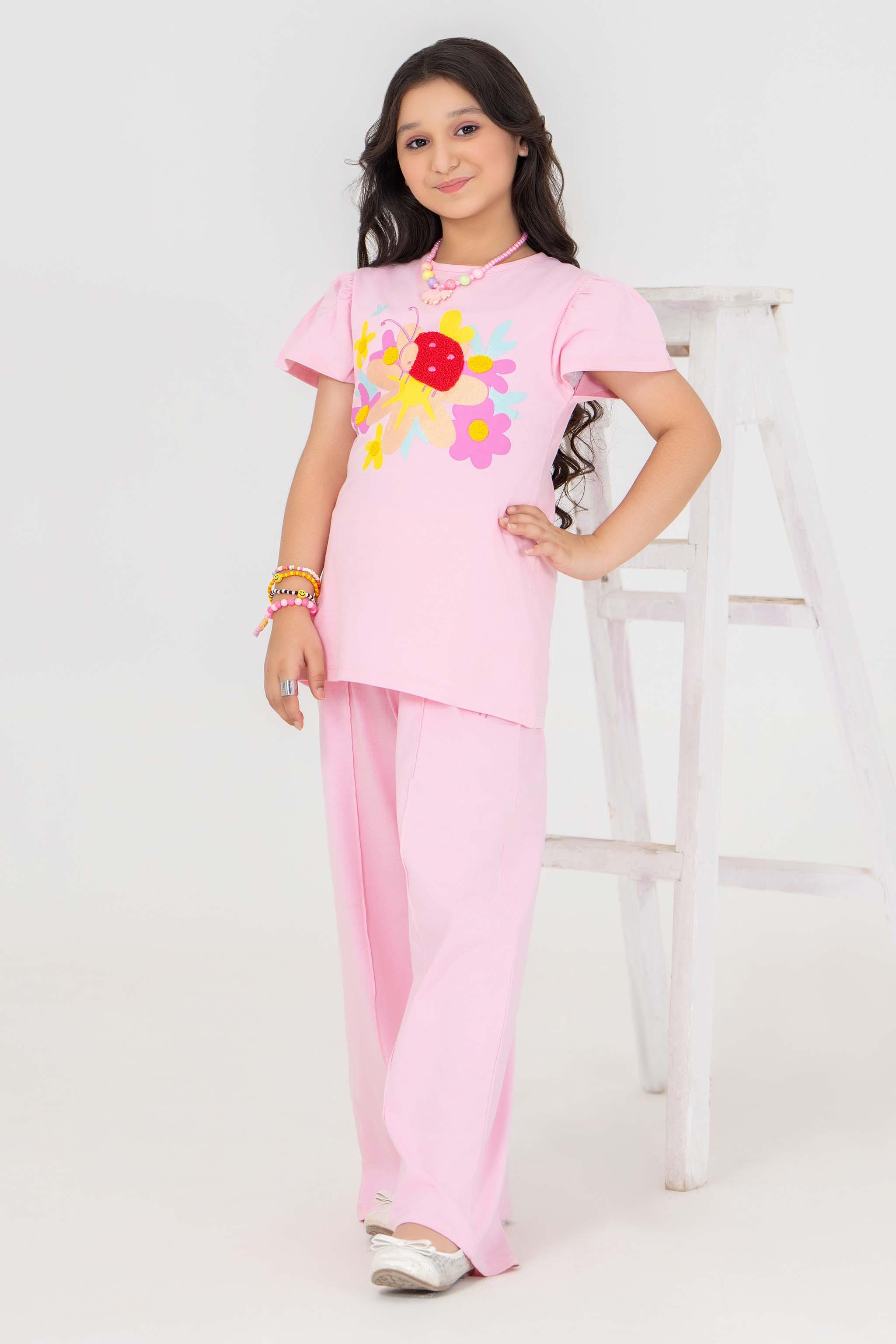 2 Piece Baby Pink Cotton Suit Kids - AJG-001 - ArfaRiwaj Junior