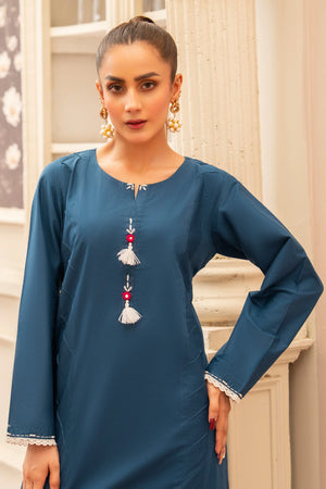 2 Piece Blue Lawn Suit Ready To Wear - AR-S2-06 - ARFARIWAJ
