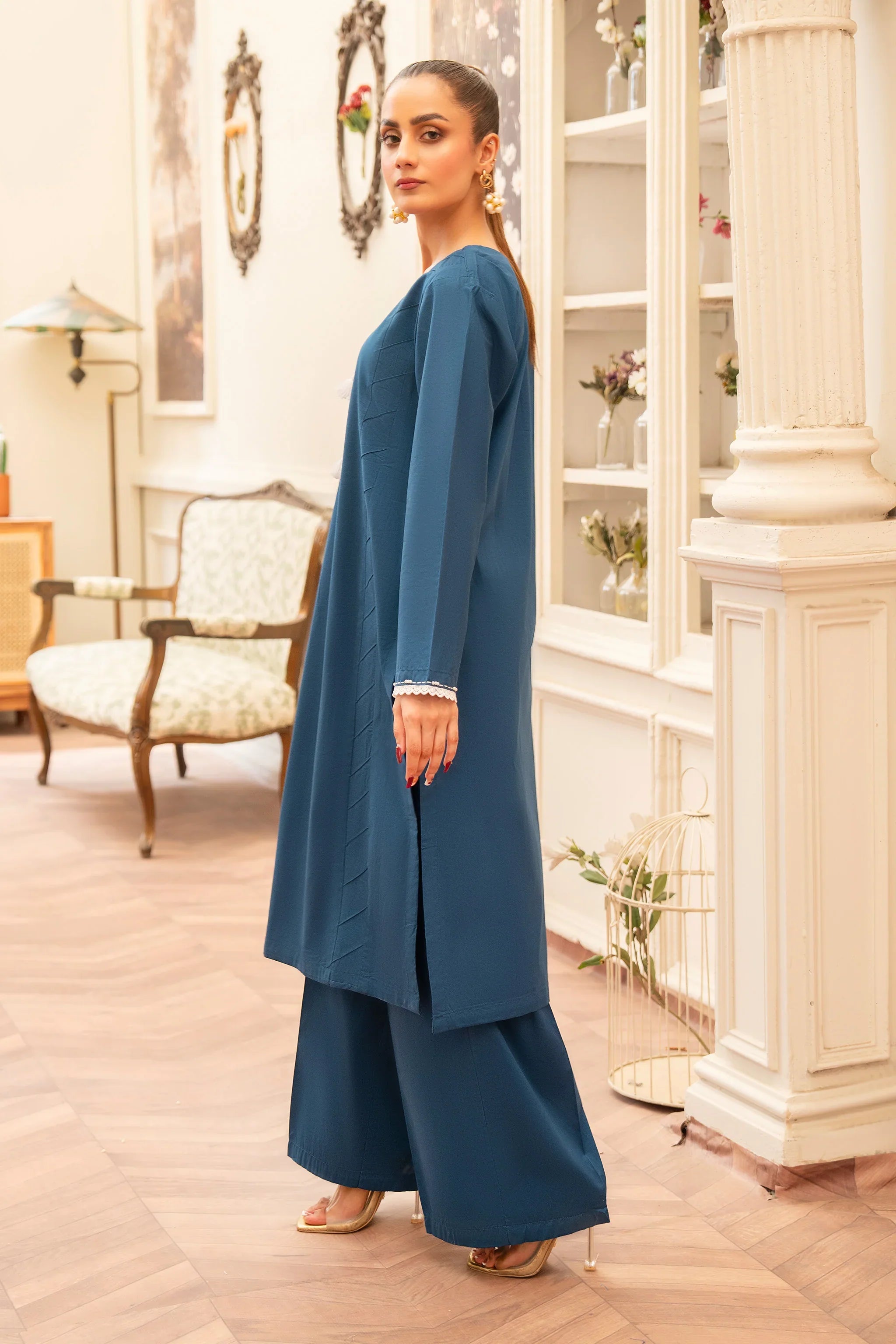 2 Piece Blue Lawn Suit Ready To Wear - AR-S2-06 - ARFARIWAJ