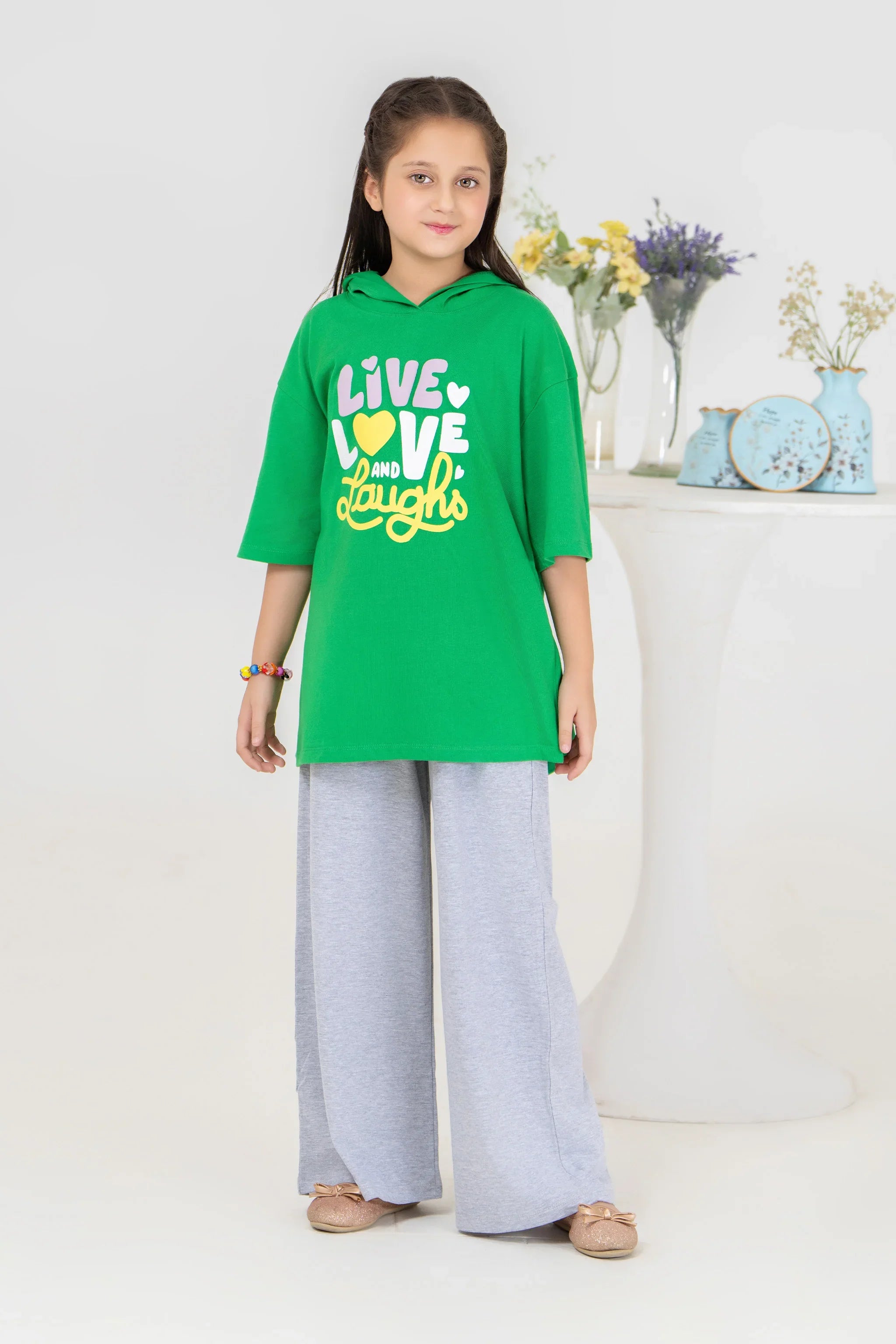 2 Piece Green Cotton Suit Kids - AJG-011 - ArfaRiwaj Junior