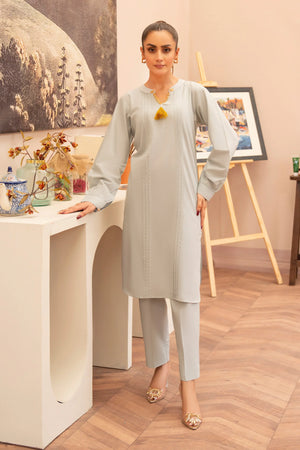 2 Piece Light Grey Lawn Suit RTW - AR-S2-02 - ARFARIWAJ
