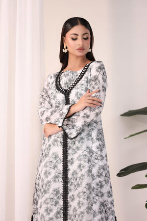 2 Piece Printed Lawn Suit RTW - AR-3347-Charcoal - ARFARIWAJ