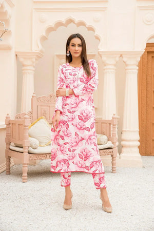 2 Piece Silk Suit RTW - AR-3183-Powder Puff - ARFARIWAJ
