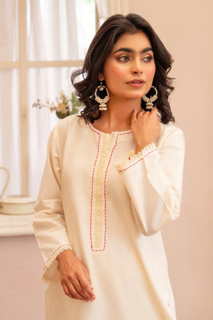 2 Piece White Lawn Suit Ready To Wear - AR-S2-08 - ARFARIWAJ