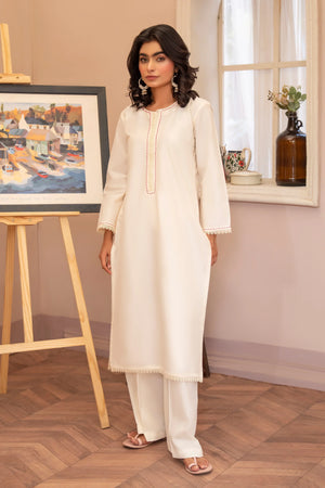 2 Piece White Lawn Suit Ready To Wear - AR-S2-08 - ARFARIWAJ