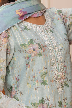 3PC Mint Blue Lorax Munnar Ready To Wear - AR-3674 - ARFARIWAJ
