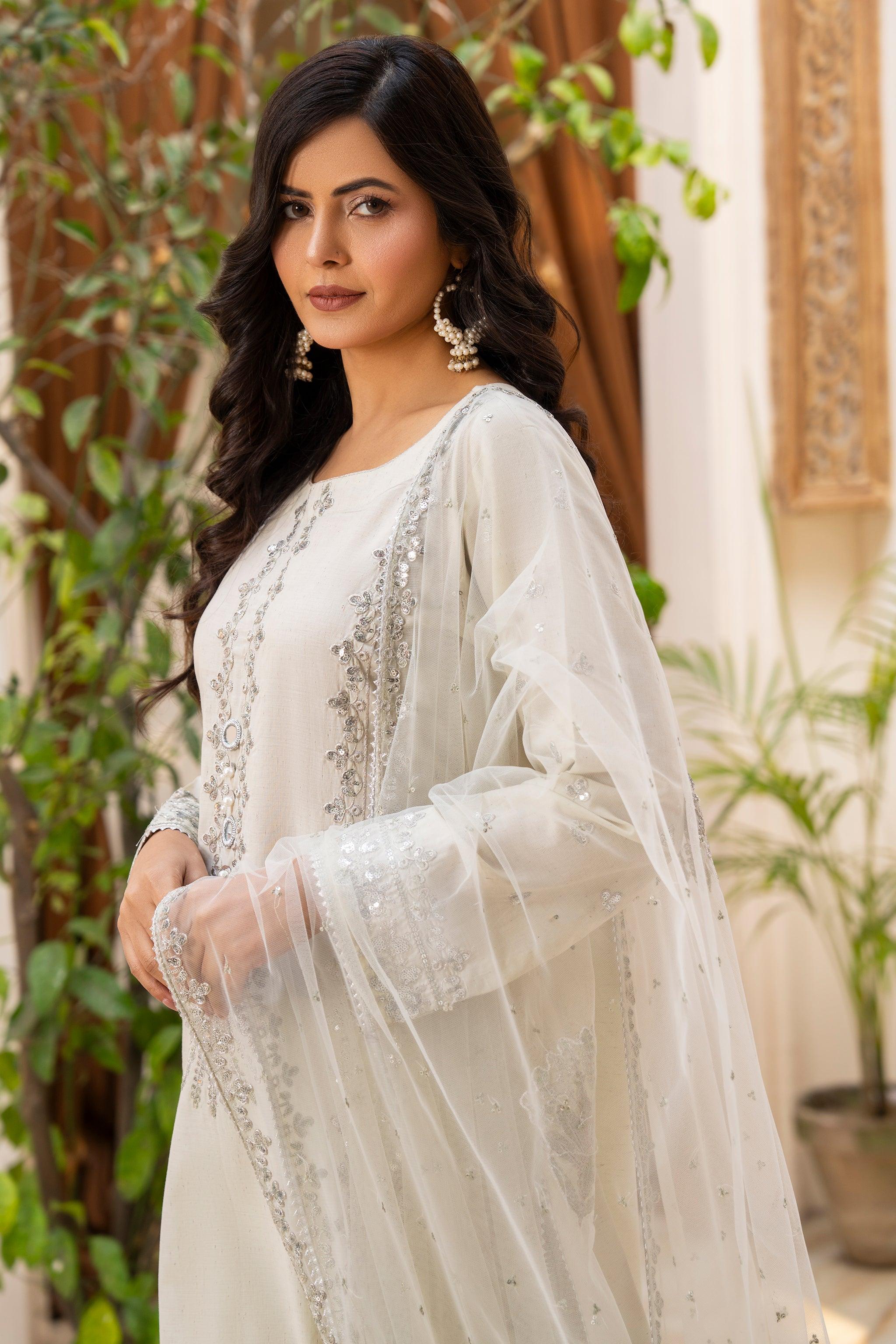 3PC Pastel Grey Naps Lawn Ready To Wear -AR-3643 - ARFARIWAJ