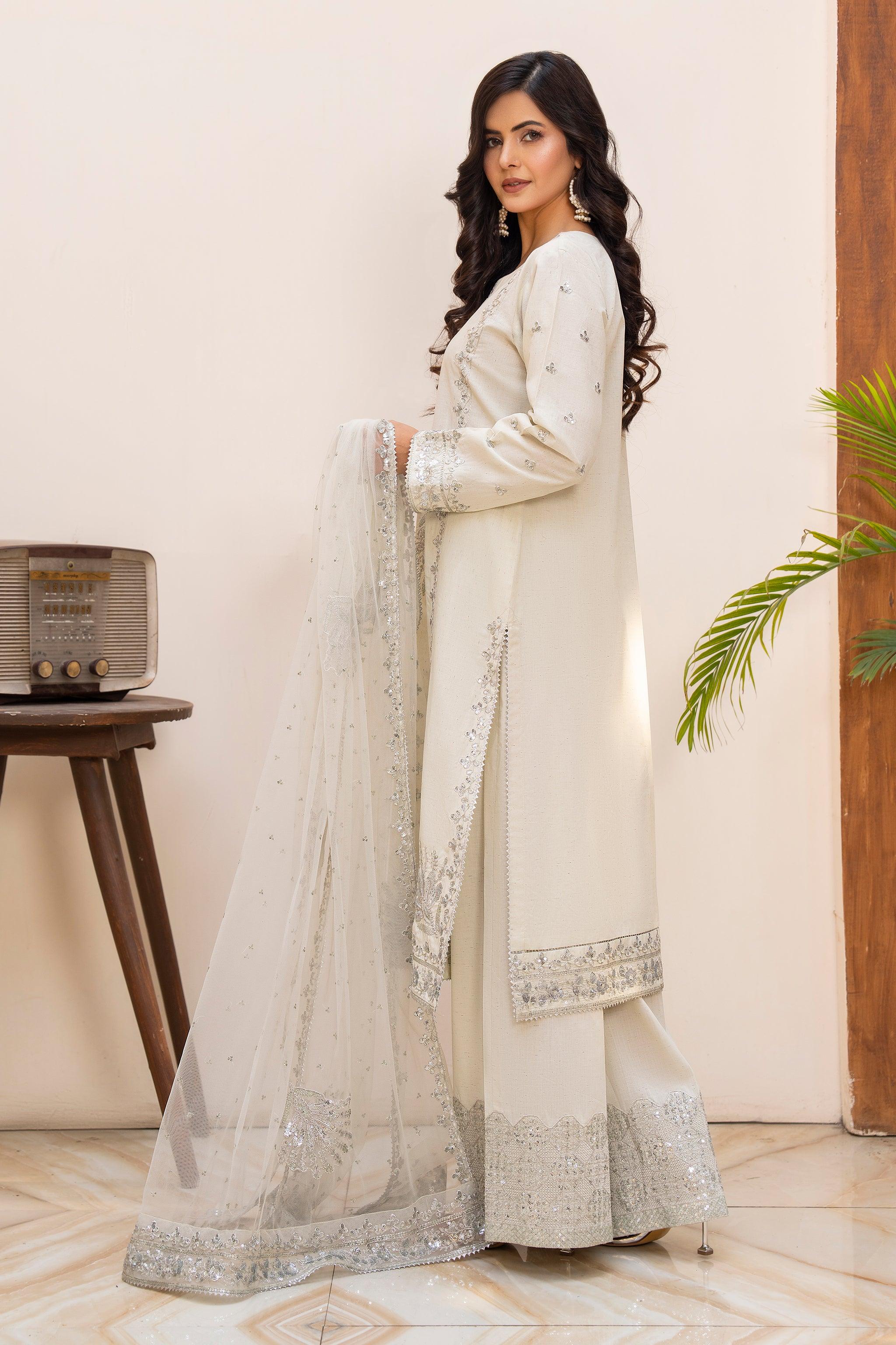 3PC Pastel Grey Naps Lawn Ready To Wear -AR-3643 - ARFARIWAJ
