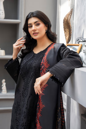 3PC Ready To Wear Black Cambric - AR-3604(BLACK) - ArfaRiwaj