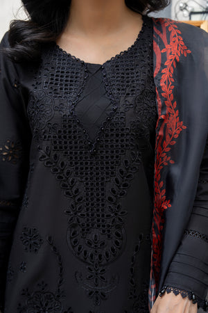 3PC Ready To Wear Black Cambric - AR-3604(BLACK) - ArfaRiwaj
