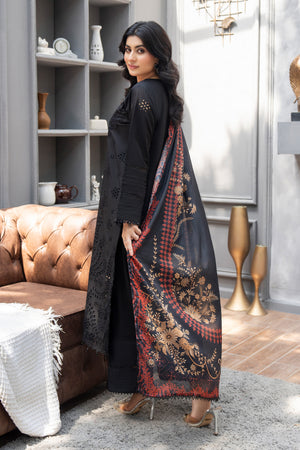 3PC Ready To Wear Black Cambric - AR-3604(BLACK) - ArfaRiwaj