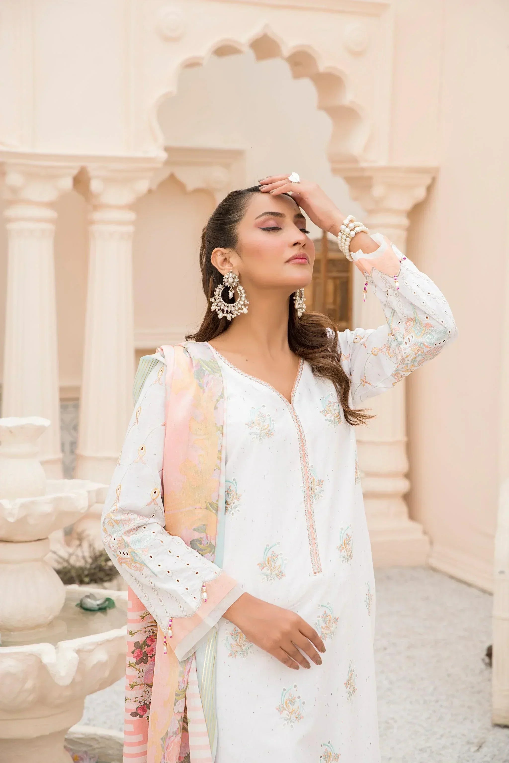 3PC White Naps Lawn Suit Ready To Wear - AR-3151 - ARFARIWAJ