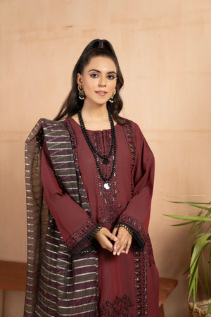 3 PC Lawn Suit Ready To Wear - AR-2974-Ruby Flow - ARFARIWAJ