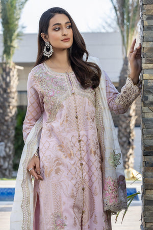 3 PC Light Pink Jacquard Ready To Wear - AR-3713 - ARFARIWAJ