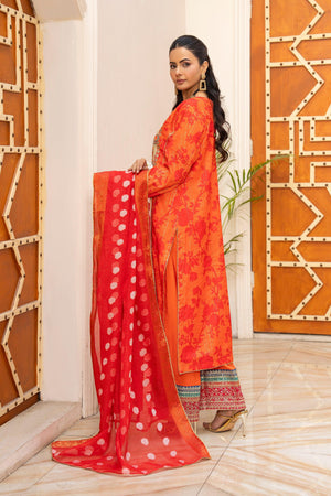 3 PC Orange Lorax Munnar Ready To Wear - AR-3659 - ARFARIWAJ