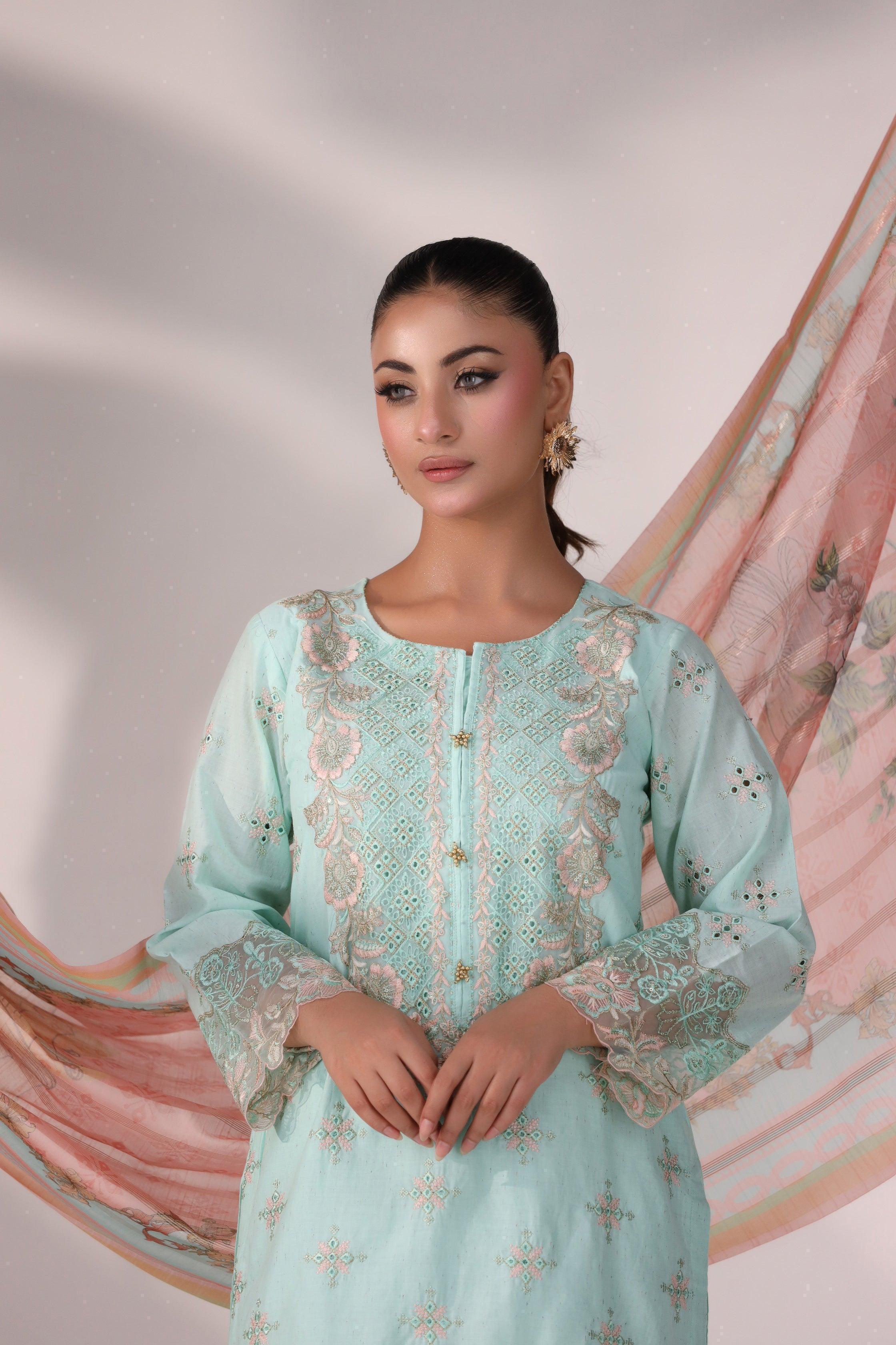 3 Pc Embroidered Ready To Wear - AR-3359-Shaffay - ARFARIWAJ