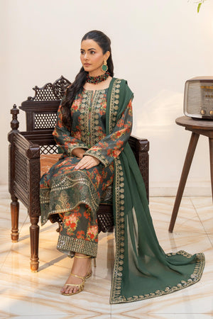 3 Pcs Green Lorax Munar Ready To Wear - AR-3649 - ARFARIWAJ