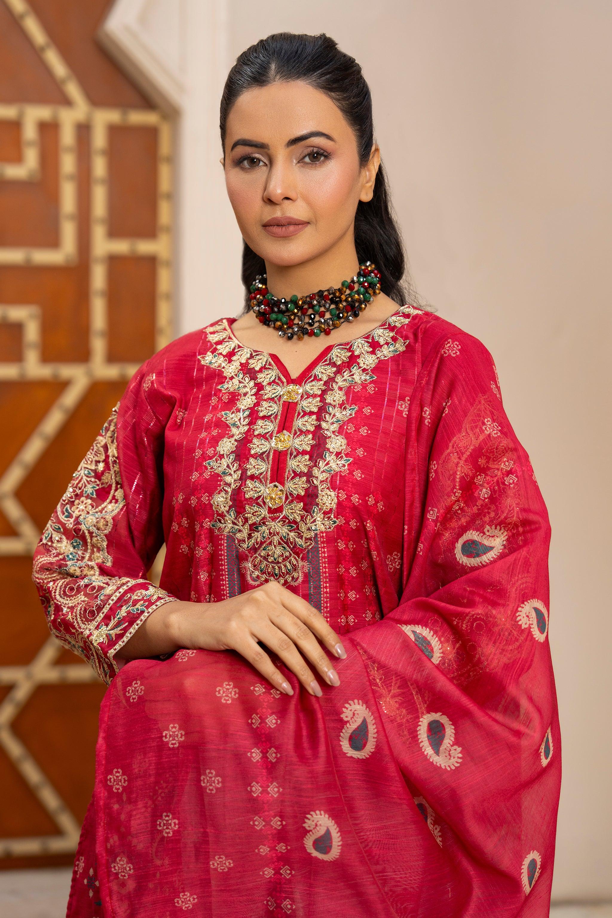 3 Pcs S.Pink Munnar Suit Ready To Wear - AR-3632 - ARFARIWAJ