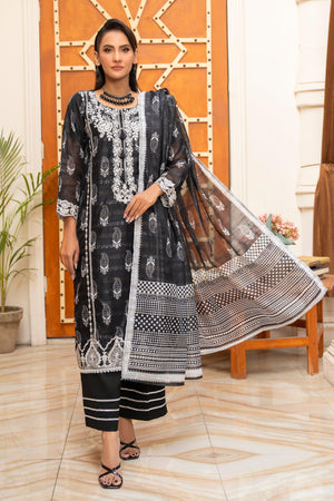 3 Piece Black Munnar Ready To Wear - AR-3513 - ARFARIWAJ