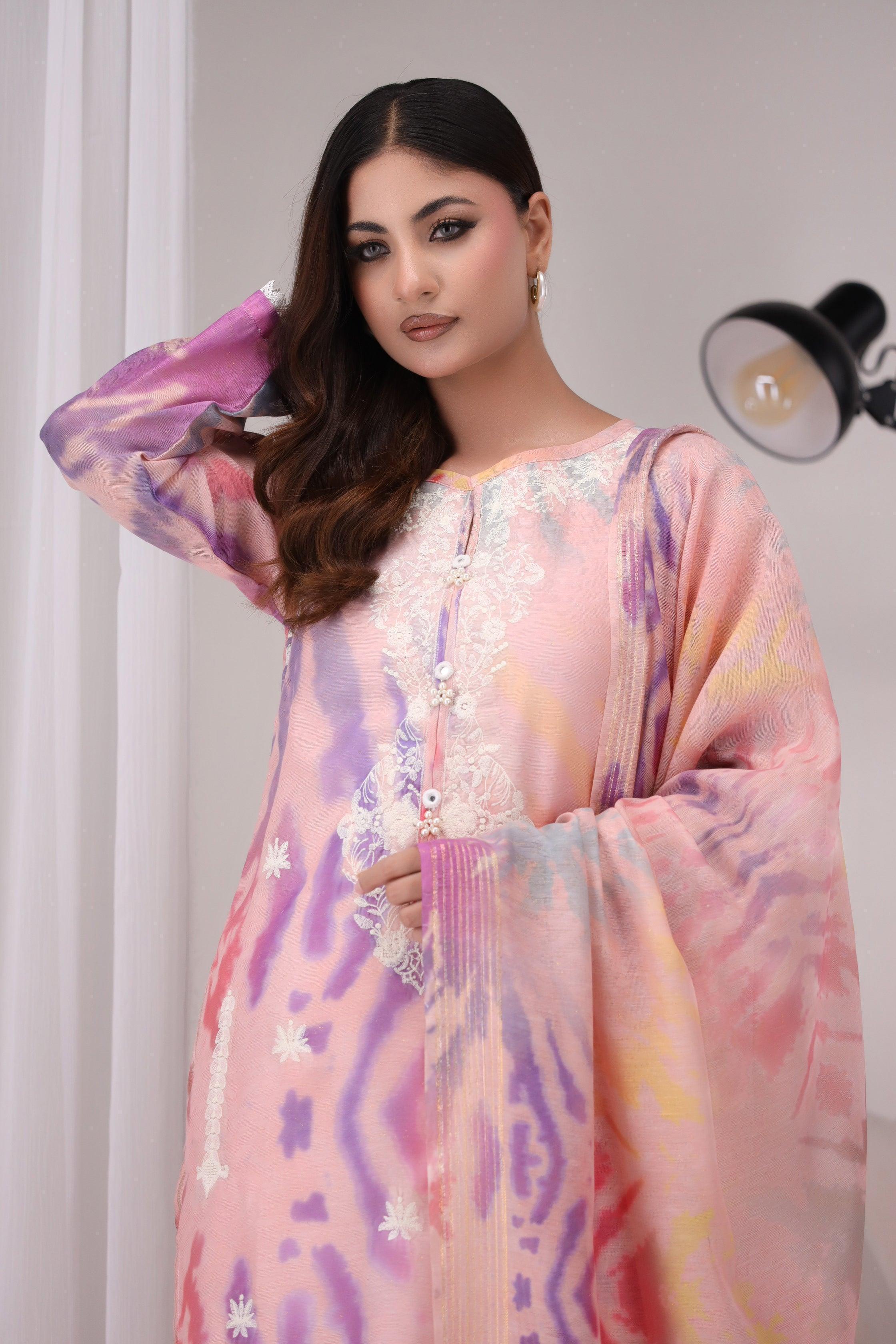 3 Piece Cotton Ready To Wear -AR-2785-Rashk-Pink - ARFARIWAJ