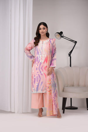 3 Piece Cotton Ready To Wear -AR-2785-Rashk-Pink - ARFARIWAJ