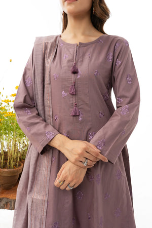 3 Piece Cotton Suit RTW - AR-2924-S23-Lavender - ARFARIWAJ