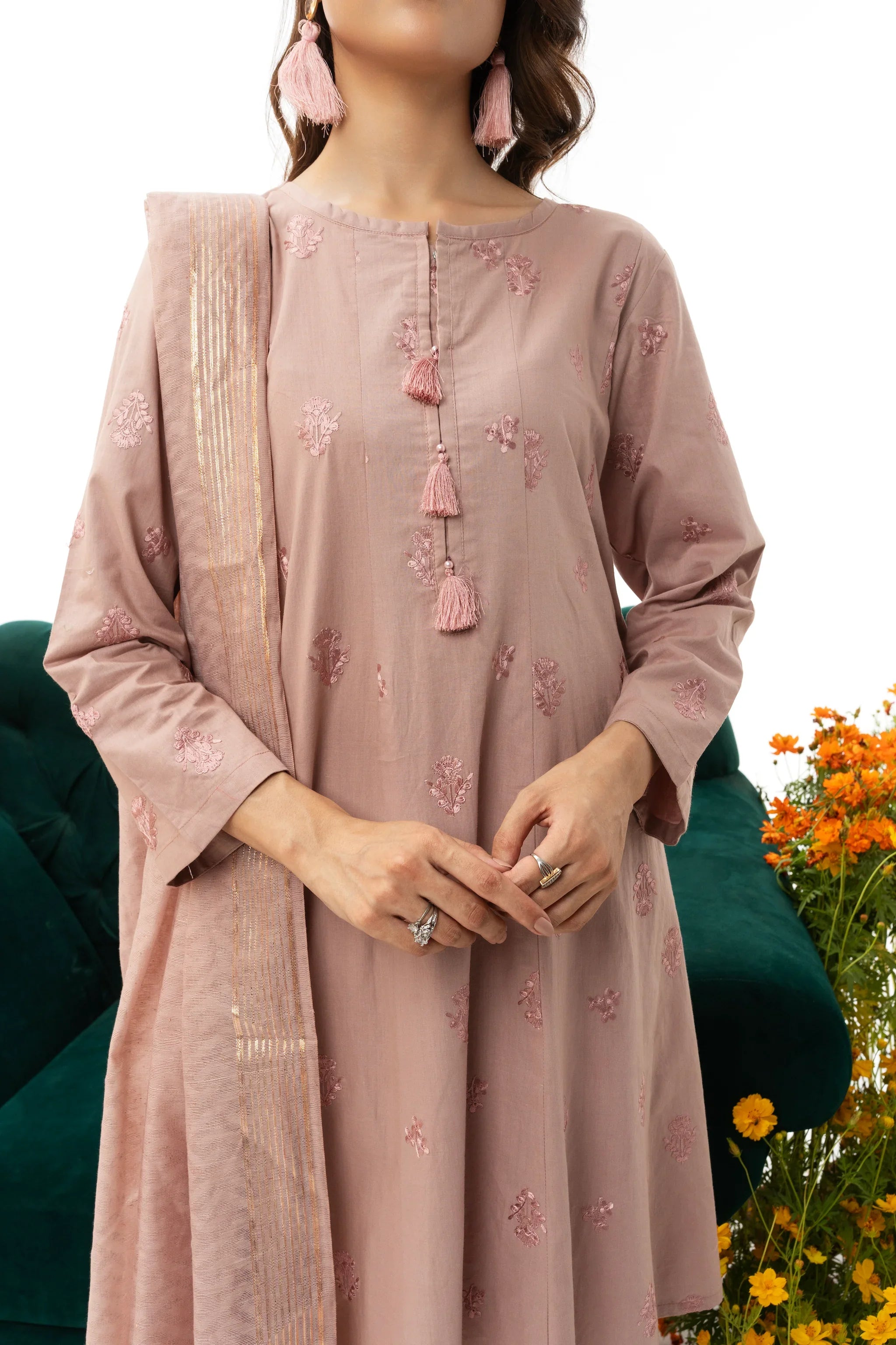 3 Piece Cotton Suit RTW - AR-2924-S23-Pink Pearl - ARFARIWAJ