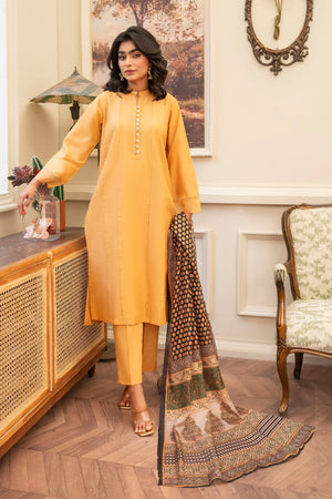 3 Piece Daisy yellow Lawn Suit RTW - AR-S2-03 - ARFARIWAJ
