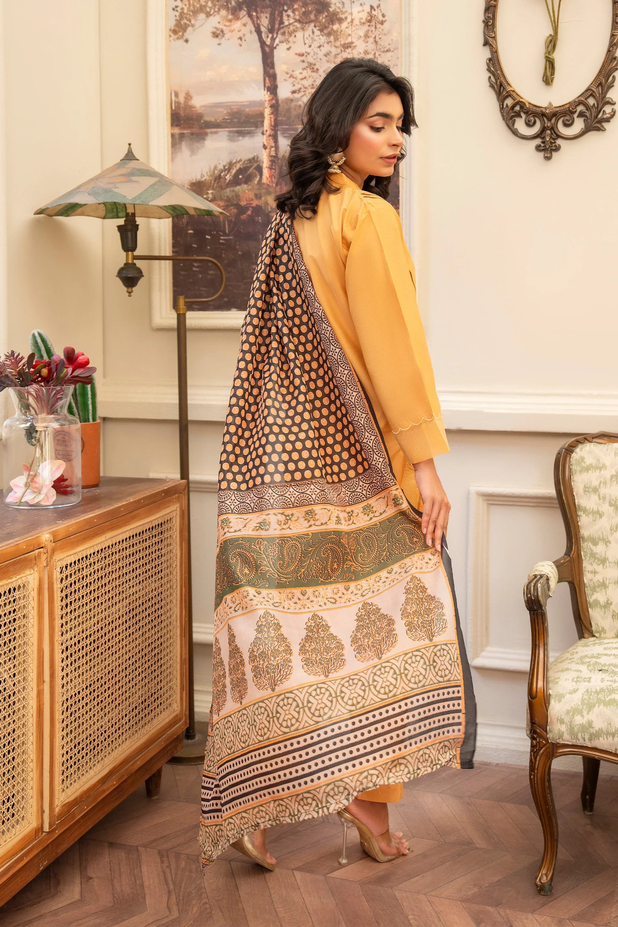 3 Piece Daisy yellow Lawn Suit RTW - AR-S2-03 - ARFARIWAJ