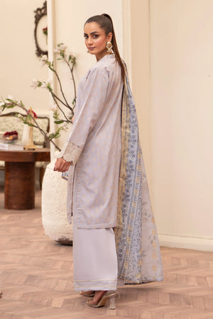3 Piece Grey Jacquard Suit RTW - AR-3559 - ARFARIWAJ