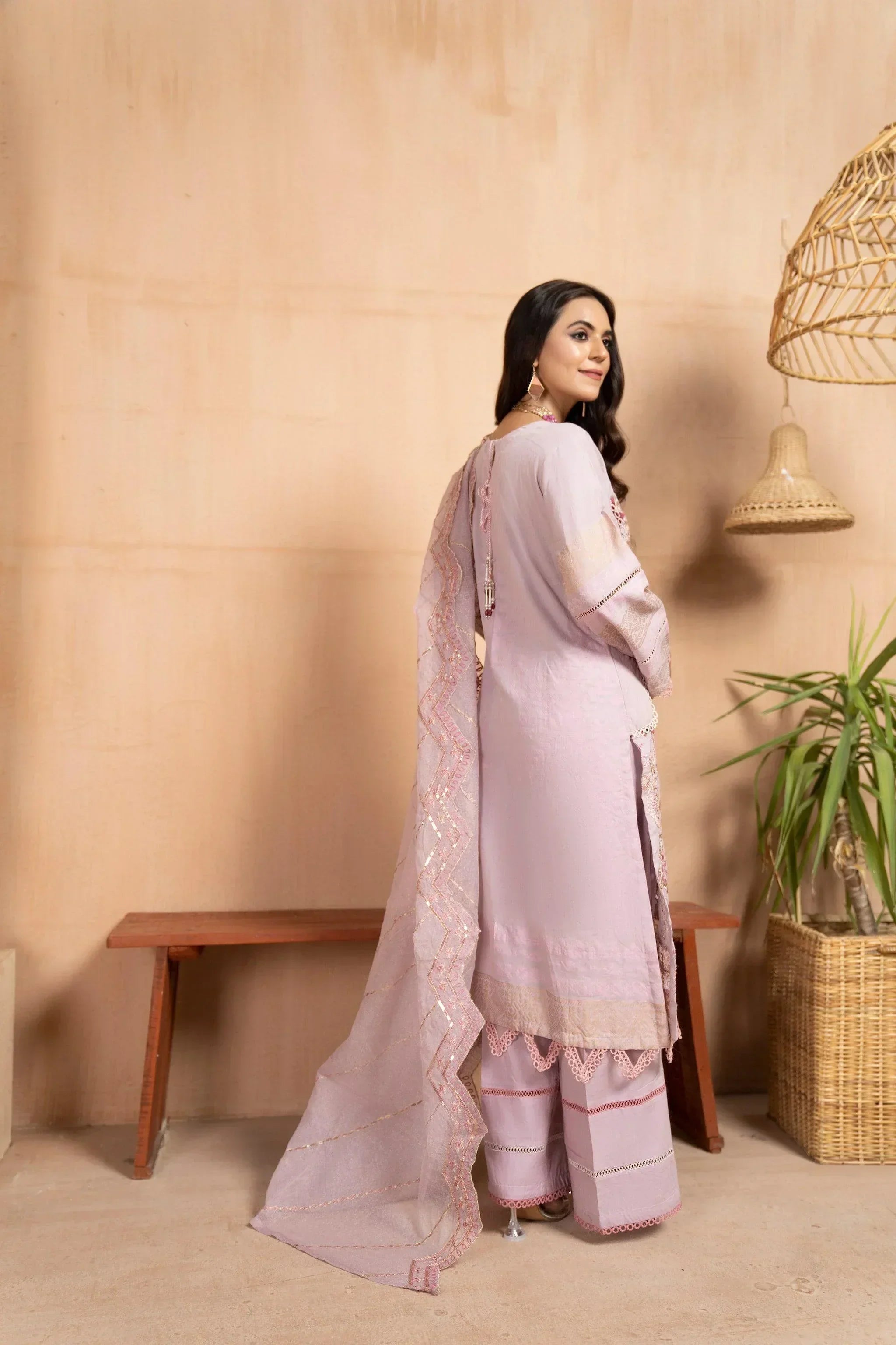 3 Piece Jacquard Suit RTW - AR-2945 (Snow Orchid) - ARFARIWAJ
