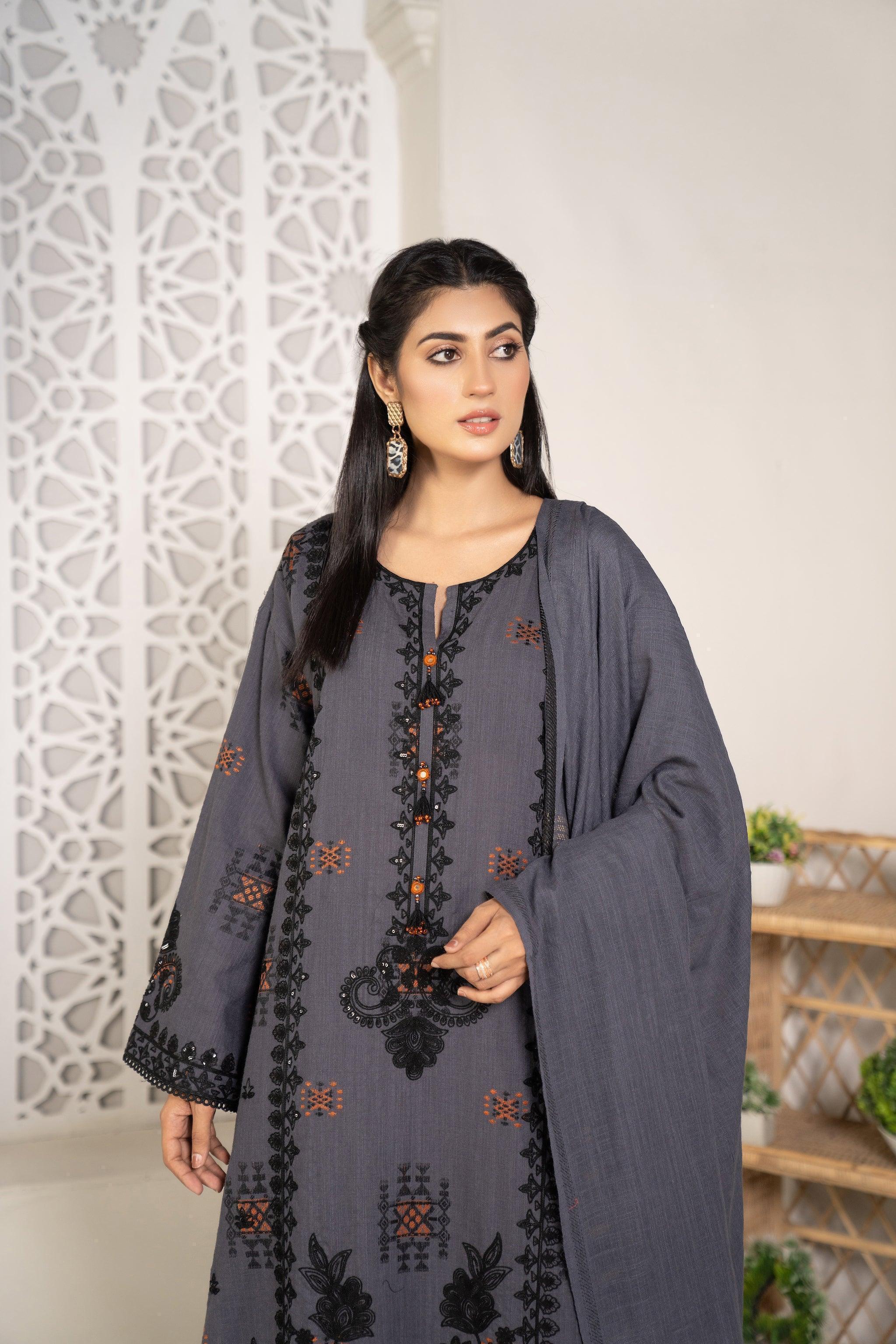 3 Piece Khaddar Suit Ready To Wear - AR-3026-Safar Nama - ARFARIWAJ