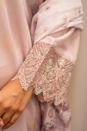 3 Piece Light Pink Jacquard Suit RTW - AR-3563 - ARFARIWAJ