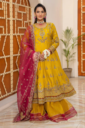 3 Piece Mustard Thai Silk Ready To Wear - IN-307 - ARFARIWAJ