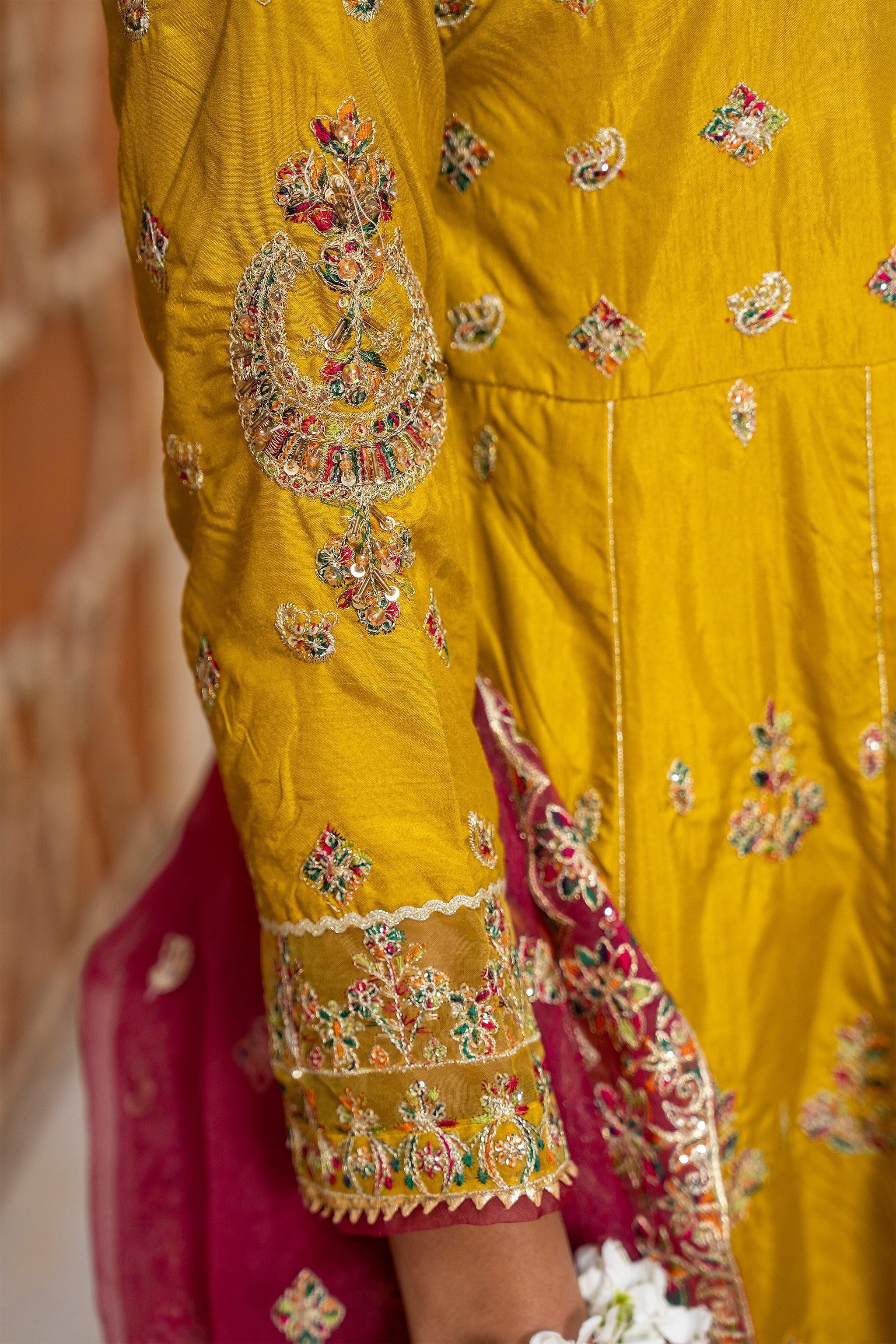 3 Piece Mustard Thai Silk Ready To Wear - IN-307 - ARFARIWAJ