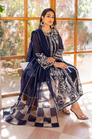 3 Piece Navy Blue Viscose Ready To Wear - AR-3729 - ARFARIWAJ