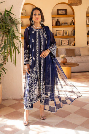 3 Piece Navy Blue Viscose Ready To Wear - AR-3729 - ARFARIWAJ