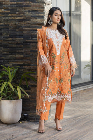 3 Piece Orange Peel Poplin Ready To Wear - AR-3620 - ARFARIWAJ