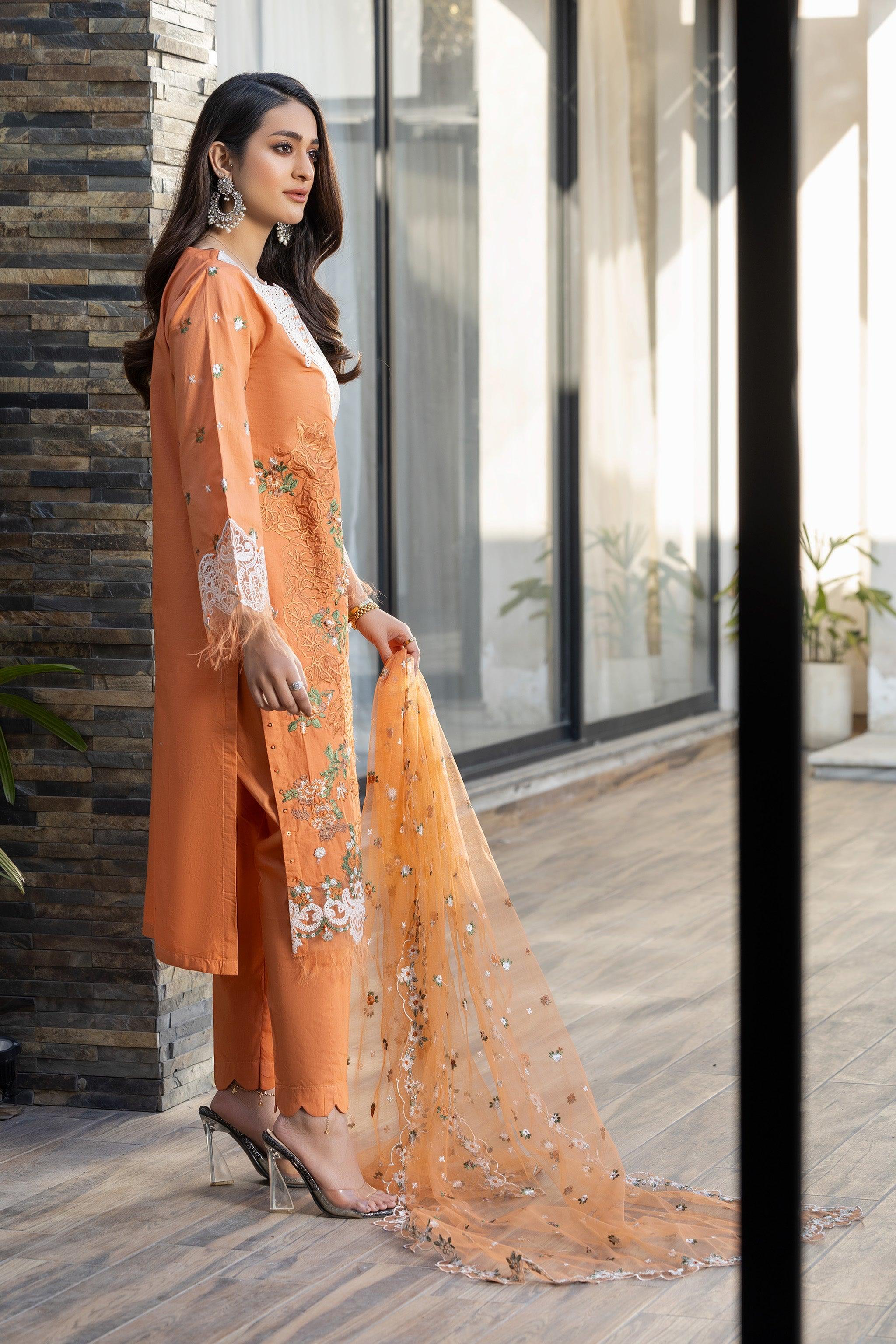 3 Piece Orange Peel Poplin Ready To Wear - AR-3620 - ARFARIWAJ