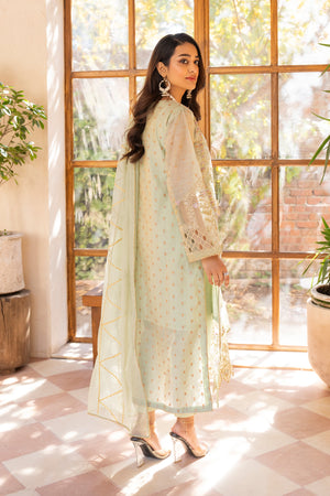 3 Piece Pistachio Zari Jacquard RTW - AR-3736 - ARFARIWAJ