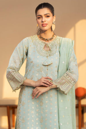 3 Piece Pistachio Zari Jacquard Ready To Wear - AR-3384 - ARFARIWAJ
