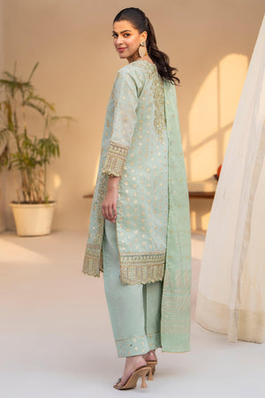 3 Piece Pistachio Zari Jacquard Ready To Wear - AR-3384 - ARFARIWAJ