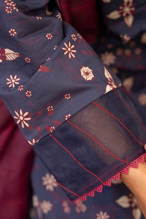 3 Piece Purple Digital Lawn Suit RTW - AR-3692 - ARFARIWAJ