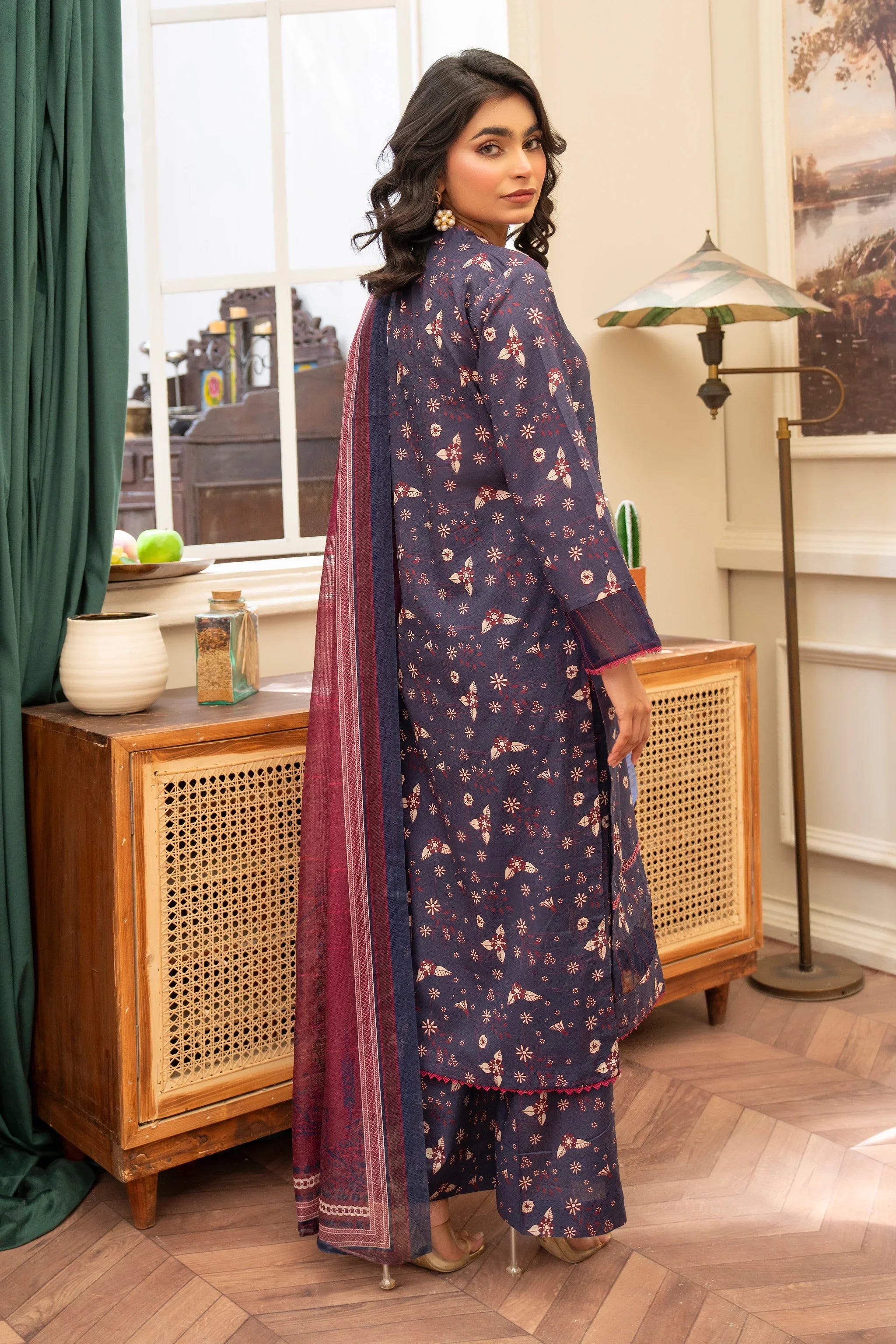 3 Piece Purple Digital Lawn Suit RTW - AR-3692 - ARFARIWAJ