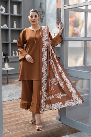 3 Piece Ready To Wear Caramel Suit - AR-3911 - ARFARIWAJ