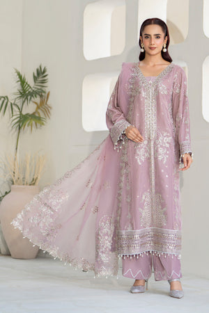 3 Piece Ready To Wear Lilac Velvet Suit - IN-390 - ARFARIWAJ