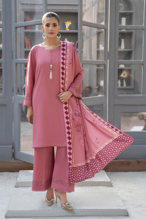 3 Piece Ready To Wear Tea Pink Suit - AR-3920 - ARFARIWAJ