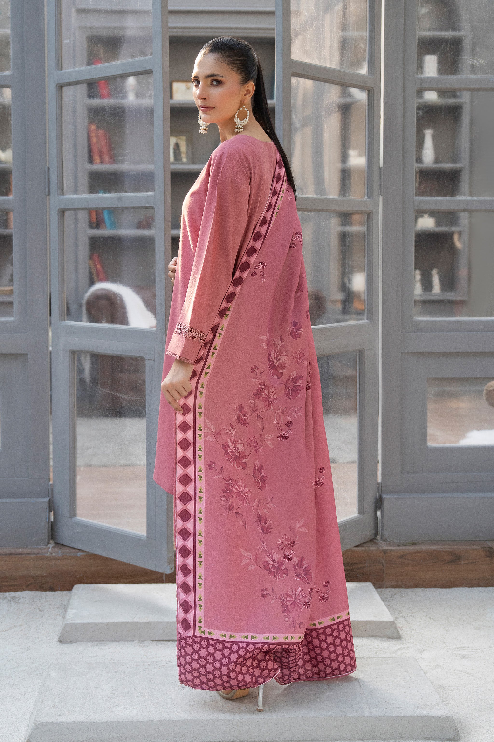 3 Piece Ready To Wear Tea Pink Suit - AR-3920 - ARFARIWAJ