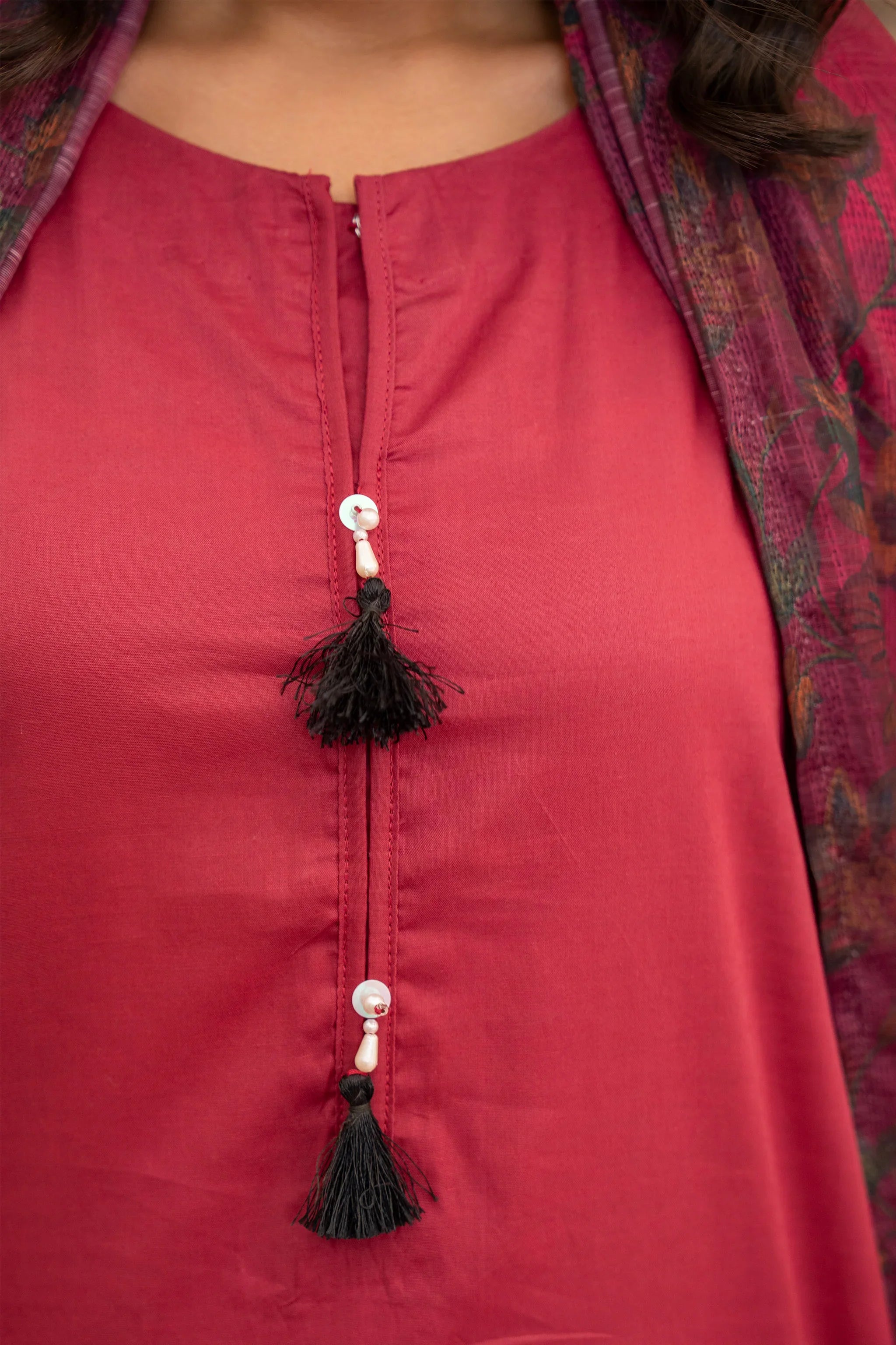 3 Piece Scarlet Red Lawn Suit RTW - AR-3745 - ARFARIWAJ