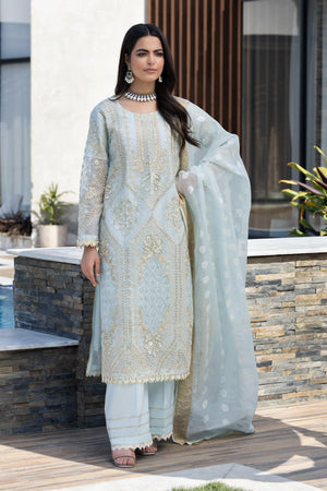 3 Piece Sky Blue Karandi Ready To Wear - IN-356 - ARFARIWAJ